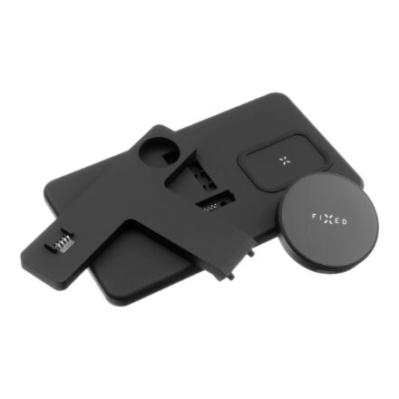 Fixed , MagPowerstation 3-in-1 wireless charging stand with MagSafe mount support , FIXMPOS-BK , Black