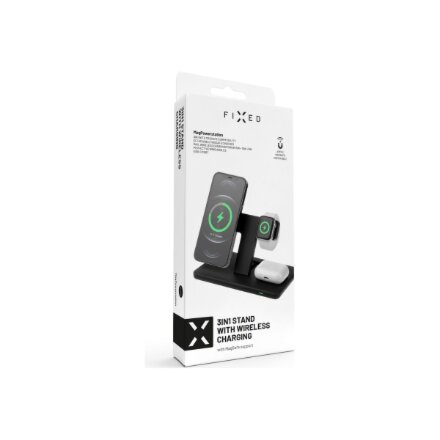 Fixed , MagPowerstation 3-in-1 wireless charging stand with MagSafe mount support , FIXMPOS-BK , Black