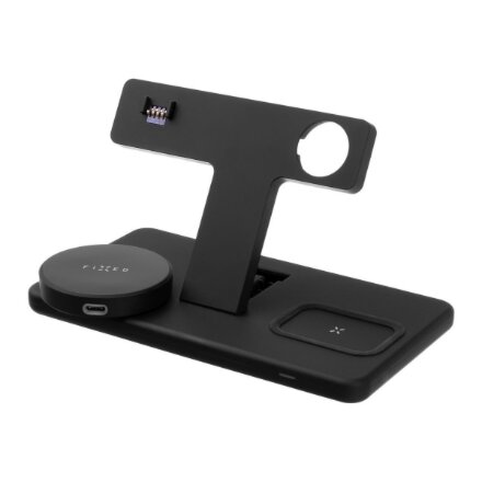Fixed , MagPowerstation 3-in-1 wireless charging stand with MagSafe mount support , FIXMPOS-BK , Black