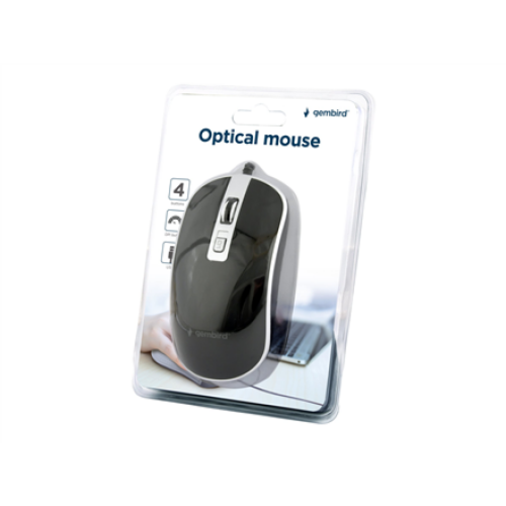 Gembird , Optical USB mouse , MUS-4B-06-BS , Optical mouse , Black/Silver