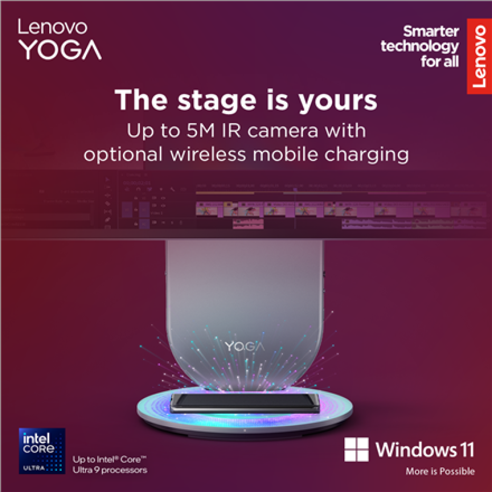 Lenovo Yoga , 27IAH10 , Desktop , AIO , 27 , Inte Core Ultra 7 , 255H , 16 GB , Soldered LPDDR5x , 1000 GB , Intel Arc 140T GPU , English , Windows 11 Home , Warranty 24 month(s)