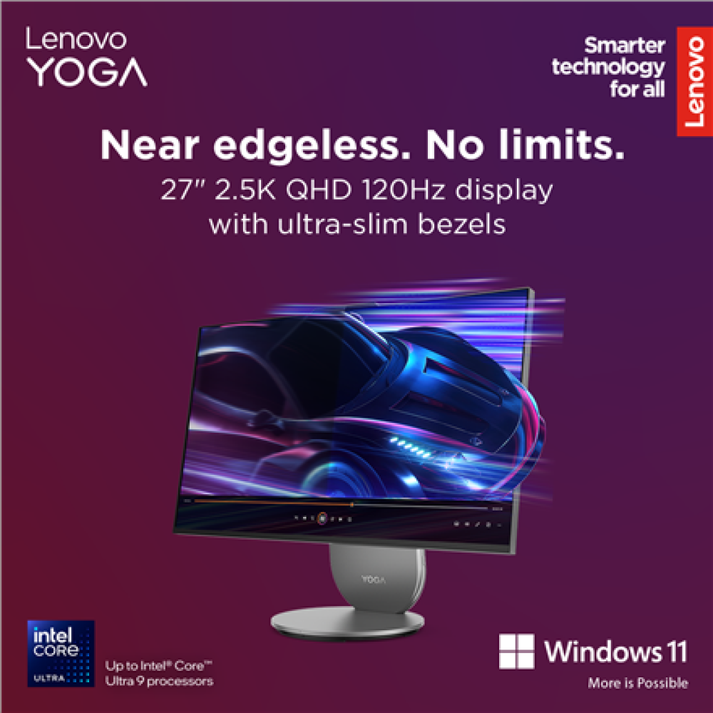 Lenovo Yoga , 27IAH10 , Desktop , AIO , 27 , Inte Core Ultra 7 , 255H , 16 GB , Soldered LPDDR5x , 1000 GB , Intel Arc 140T GPU , English , Windows 11 Home , Warranty 24 month(s)