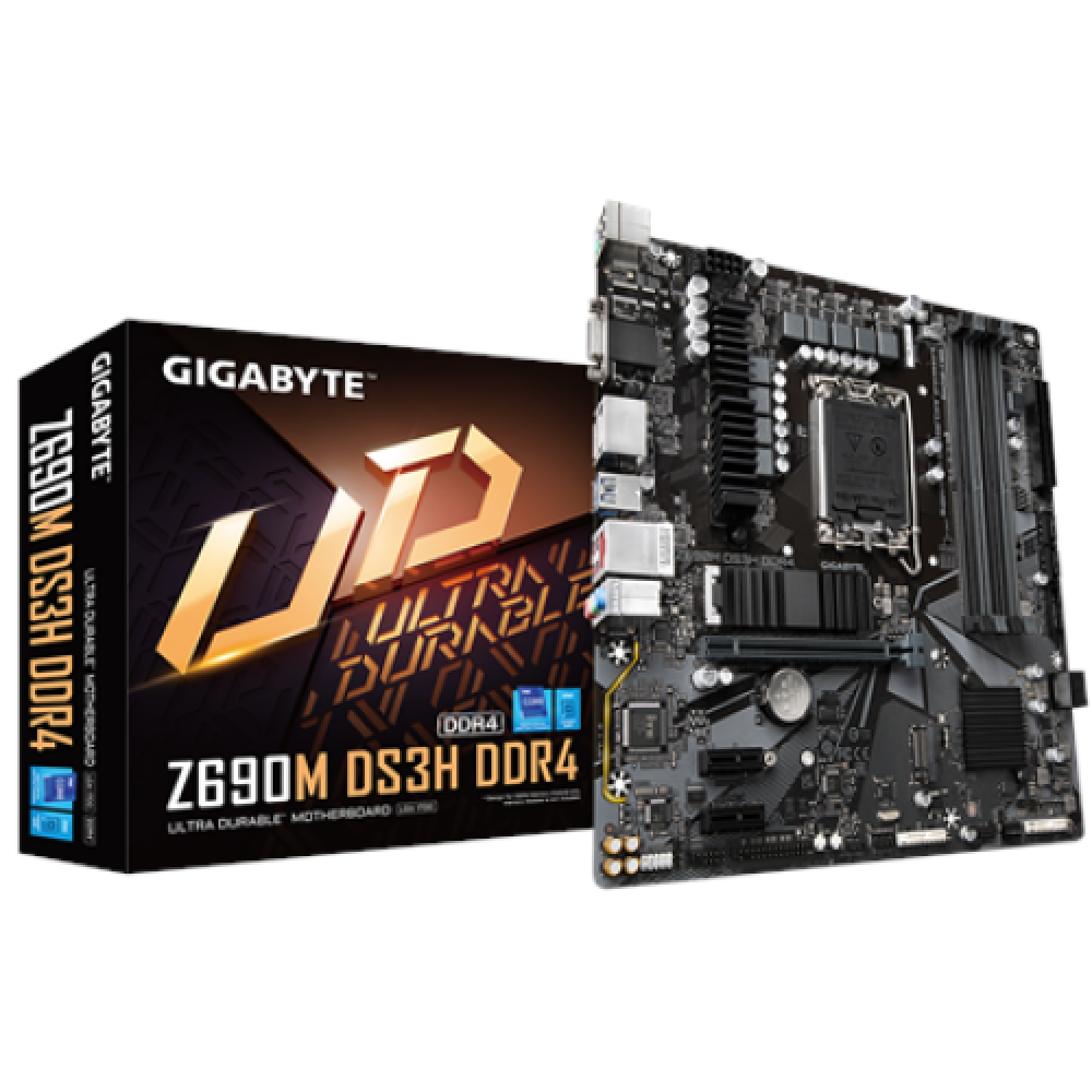 Gigabyte Z690M DS3H DDR4 Processor family Intel, Processor socket LGA1700, DDR4 DIMM, Memory slots 4, Supported hard disk drive interfaces SATA, M.2, Number of SATA connectors 4, Chipset Intel Z690 Express, Micro ATX