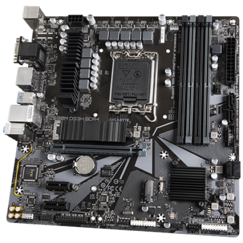Gigabyte Z690M DS3H DDR4 Processor family Intel, Processor socket LGA1700, DDR4 DIMM, Memory slots 4, Supported hard disk drive interfaces SATA, M.2, Number of SATA connectors 4, Chipset Intel Z690 Express, Micro ATX