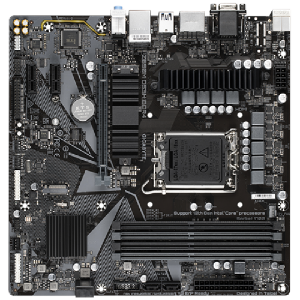 Gigabyte Z690M DS3H DDR4 Processor family Intel, Processor socket LGA1700, DDR4 DIMM, Memory slots 4, Supported hard disk drive interfaces SATA, M.2, Number of SATA connectors 4, Chipset Intel Z690 Express, Micro ATX