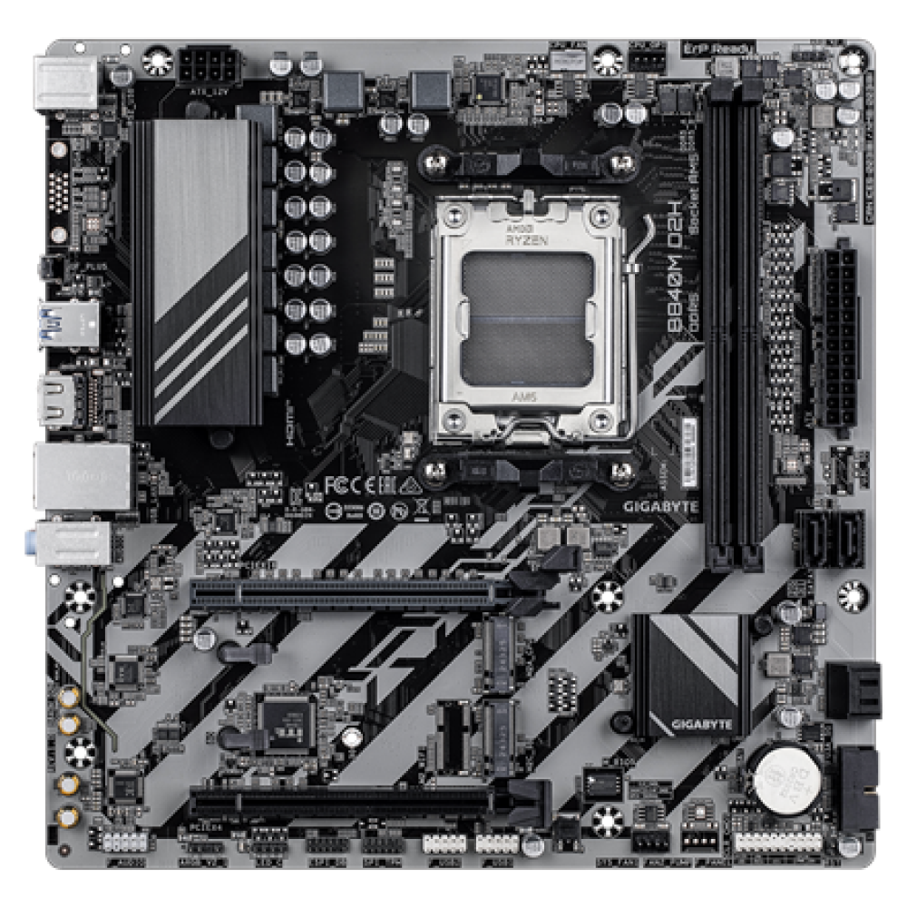 Gigabyte B840M D2H , Processor family AMD , Processor socket AM5 , DDR5 , Supported hard disk drive interfaces SATA, M.2 , Number of SATA connectors 4