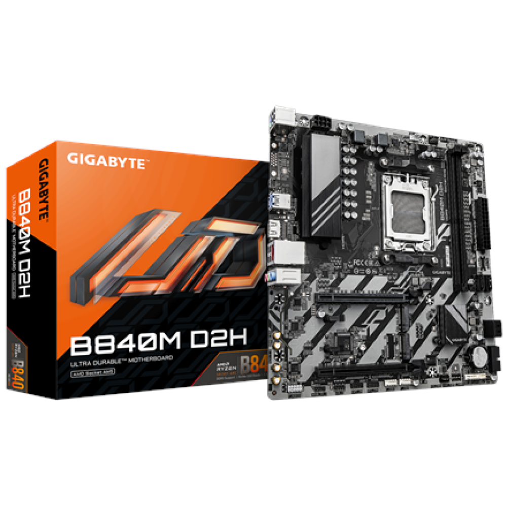 Gigabyte B840M D2H , Processor family AMD , Processor socket AM5 , DDR5 , Supported hard disk drive interfaces SATA, M.2 , Number of SATA connectors 4