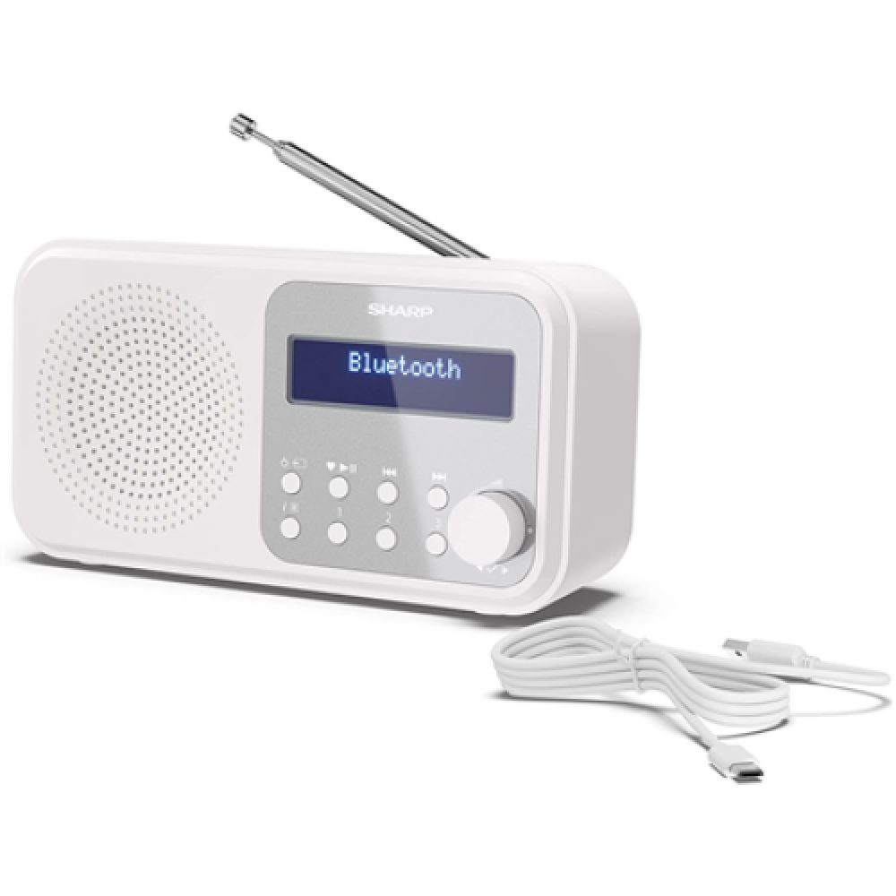 Sharp DR-P420(WH) Tokyo Portable Digital Radio, FM/DAB/DAB+, Bluetooth 5.0, USB or Battery Powered, Snowy White , Sharp , Tokyo Portable Digital Radio , DR-P420(WH) , White , USB port , Bluetooth , FM radio , Headphone out