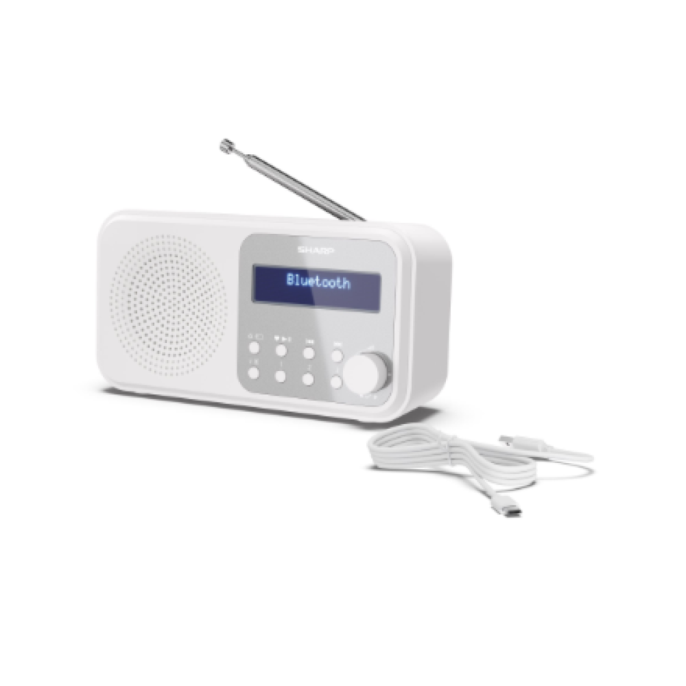 Sharp DR-P420(WH) Tokyo Portable Digital Radio, FM/DAB/DAB+, Bluetooth 5.0, USB or Battery Powered, Snowy White , Sharp , Tokyo Portable Digital Radio , DR-P420(WH) , Bluetooth , White