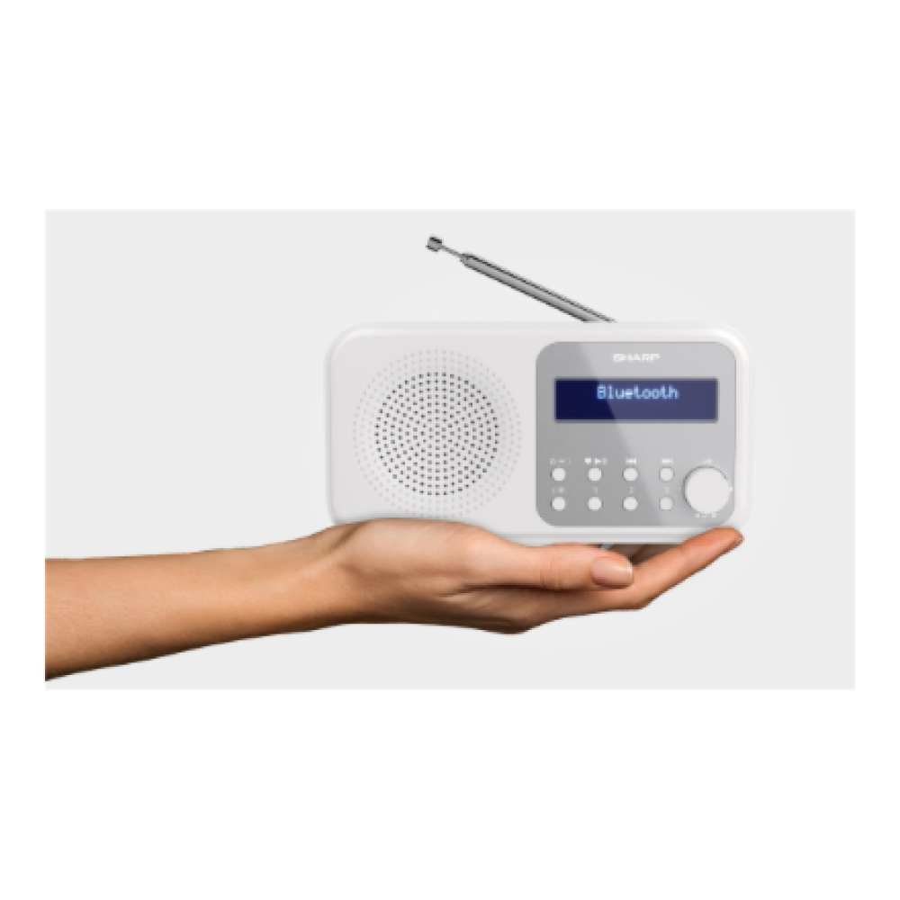 Sharp DR-P420(WH) Tokyo Portable Digital Radio, FM/DAB/DAB+, Bluetooth 5.0, USB or Battery Powered, Snowy White , Sharp , Tokyo Portable Digital Radio , DR-P420(WH) , Bluetooth , White