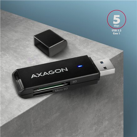 AXAGON Slim super-speed USB 3.2 Gen 1 card reader with a direct USB-A connector , CRE-S2N