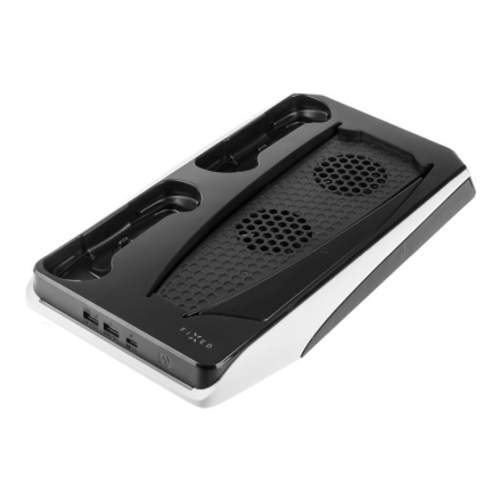 Fixed Multifunctional Station for PlayStation 5 with Cooling and Charging for two DualSense Controllers , FIXPS5-MCS-BW