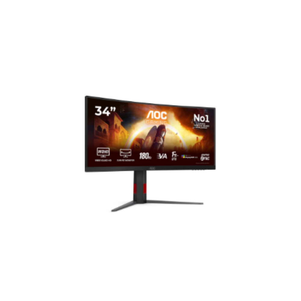 AOC CU34G4CA , 34 , Fast VA , WQHD , 21:9 , 180 Hz , 1 ms , 3440 x 1440 pixels , 450 cd/m² , HDMI ports quantity 2 , Black