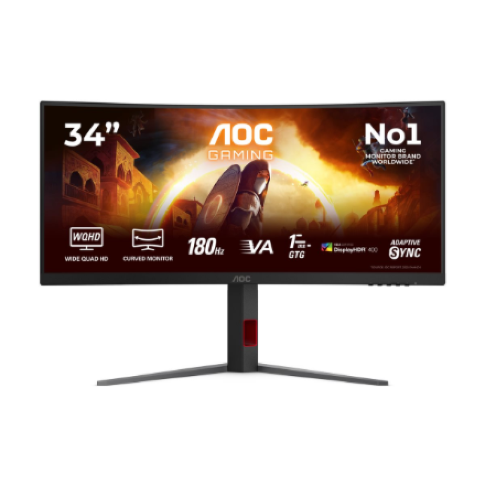 AOC CU34G4CA , 34 , Fast VA , WQHD , 21:9 , 180 Hz , 1 ms , 3440 x 1440 pixels , 450 cd/m² , HDMI ports quantity 2 , Black