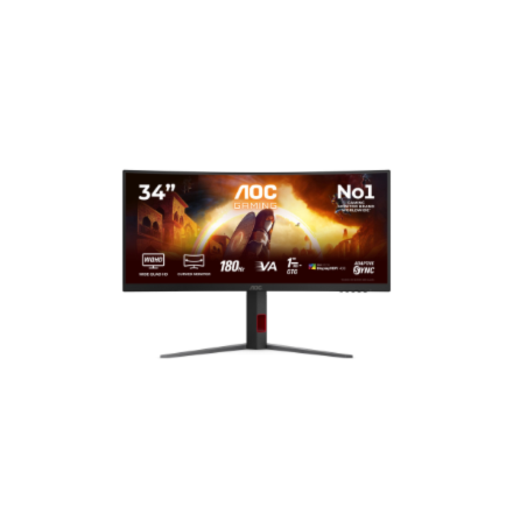 AOC CU34G4CA , 34 , Fast VA , WQHD , 21:9 , 180 Hz , 1 ms , 3440 x 1440 pixels , 450 cd/m² , HDMI ports quantity 2 , Black