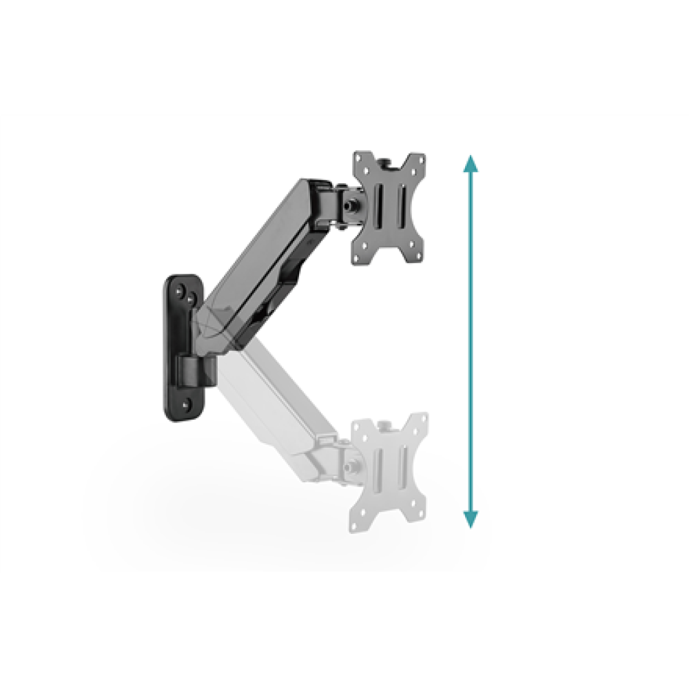 Digitus Wall mount , DA-90396 , Adjustable Height, Rotate, Tilt , 17-32 , Maximum weight (capacity) 8 kg , Black