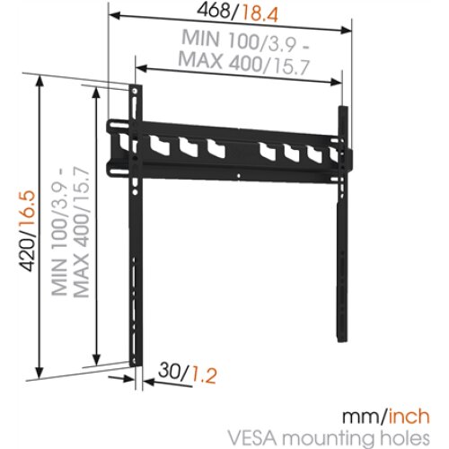 Vogels , Wall mount , MA3000-A , Fixed , 32-55 , Maximum weight (capacity) 60 kg , Black