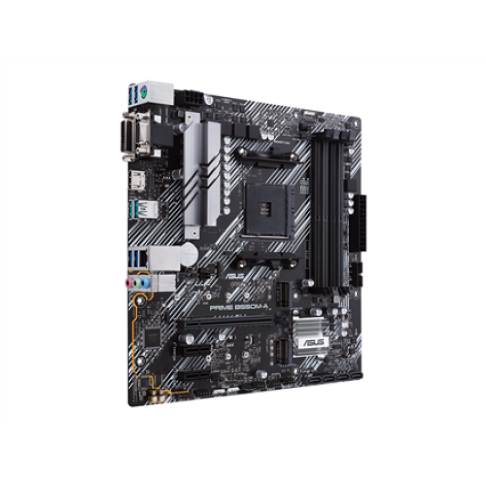 Asus , PRIME B550M-A , Processor family AMD , Processor socket AM4 , DDR4 , Memory slots 4 , Supported hard disk drive interfaces M.2, SATA , Number of SATA connectors 4 , Chipset AMD B , Micro ATX