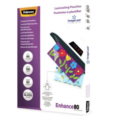 Fellowes , Laminating Pouch PREMIUM , A4 , Clear , Enhance 80 Micron thickness, 216x303 mm - A4, 100 pcs; Unique directional arrow quality mark disappears when laminated.
