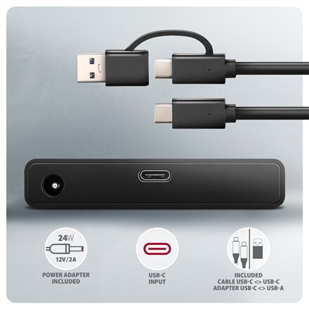 AXAGON USB-C 10Gbps FAST PORT X adapter for 2.5/3.5 SSD/HDD , ADSA-FPX