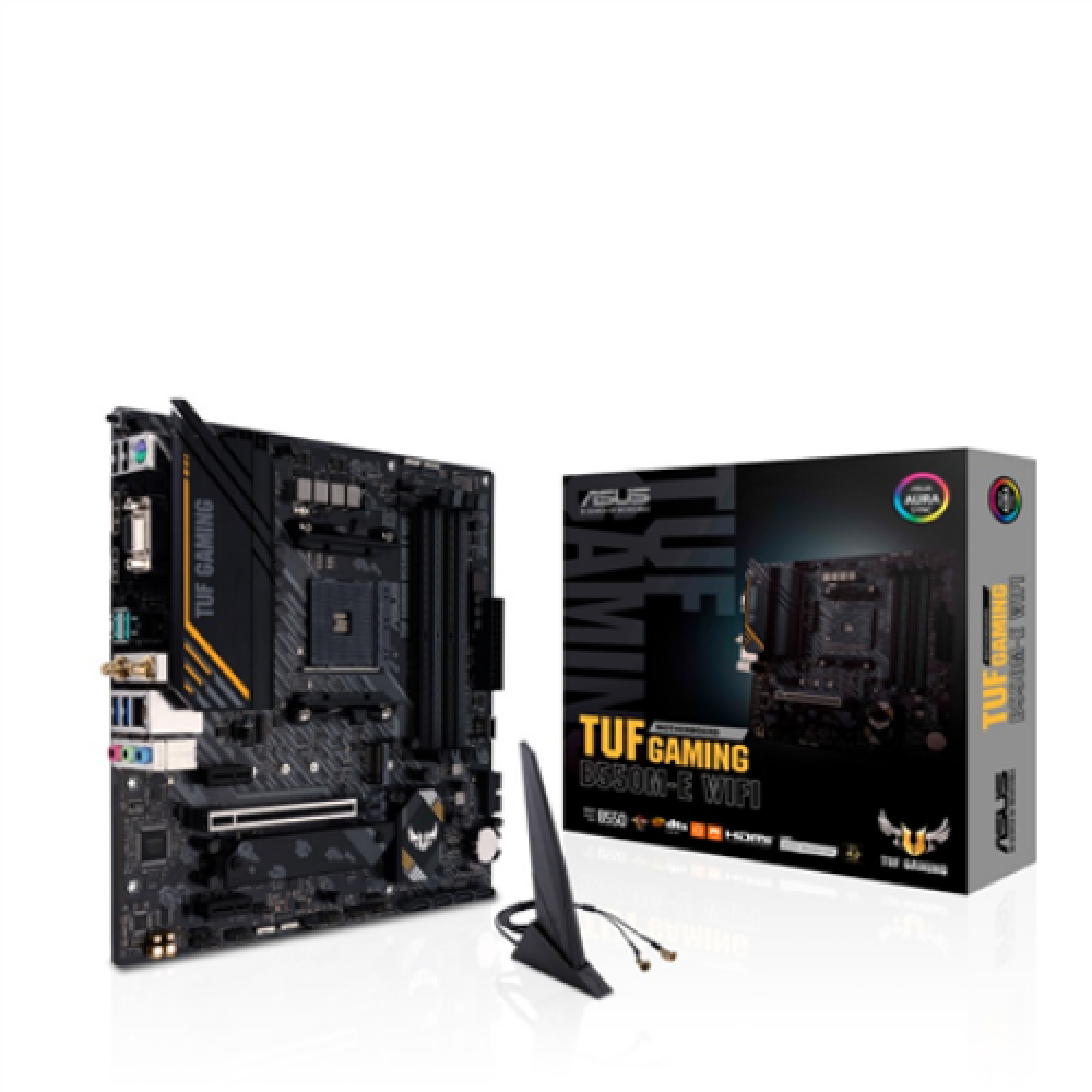 Asus TUF GAMING B550M-E WIFI Processor family AMD, Processor socket AM4, DDR4 DIMM, Memory slots 4, Supported hard disk drive interfaces SATA, M.2, Number of SATA connectors 4, Chipset AMD B550, Micro ATX