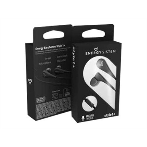 Energy Sistem , Earphones Style 1+ , Wired , In-ear , Microphone , Black
