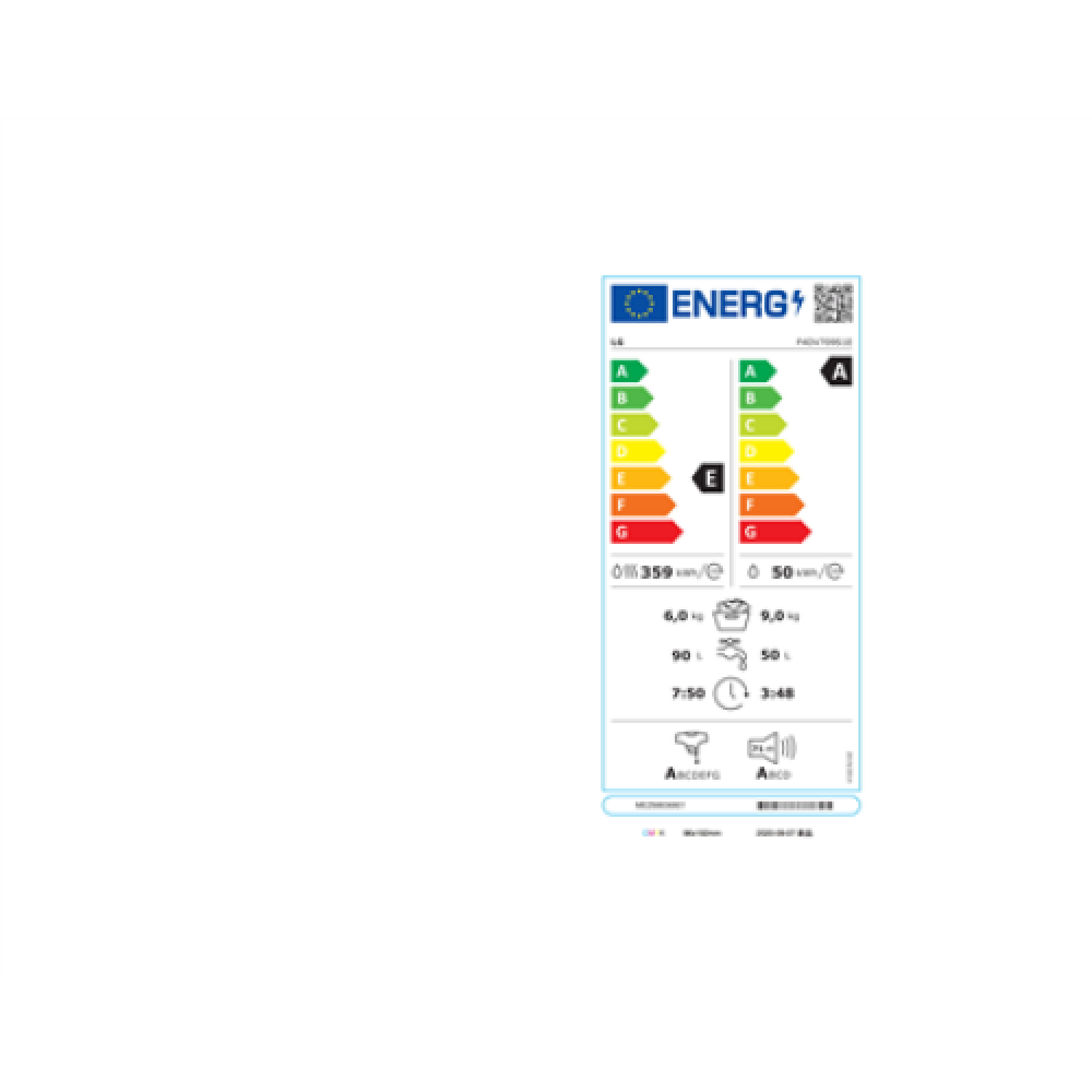 LG Washing Machine With Dryer F4DV709S1E Energy efficiency class A, Front loading, Washing capacity 9 kg, 1400 RPM, Depth 56.5 cm, Width 60 cm, Display, LED, Drying system, Drying capacity 6 kg, Steam function, Direct drive, NFC, Wi-Fi, White