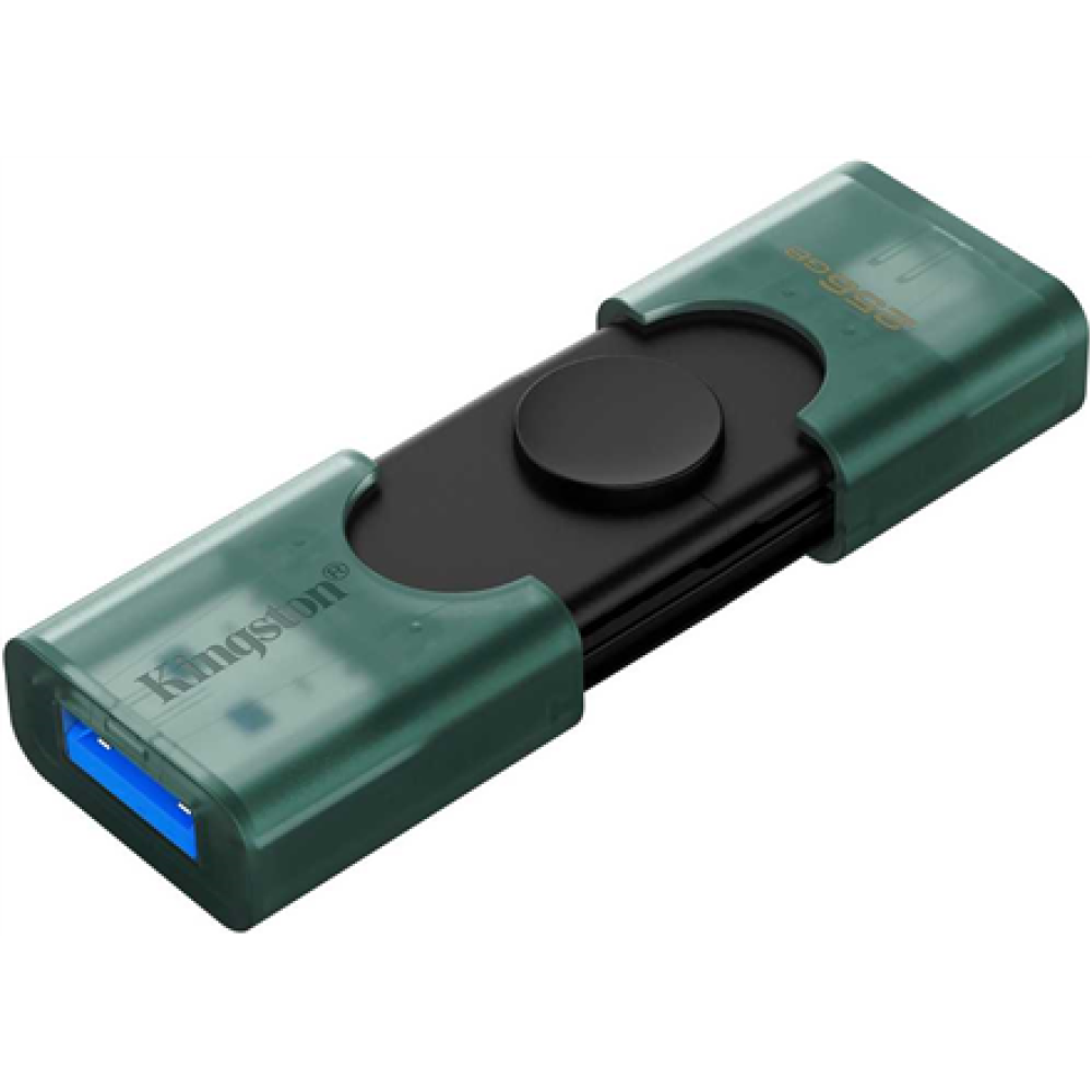 Kingston USB Flash Drive , DataTraveler Duo , 256 GB , USB Type-A and USB Type-C , Black/Green