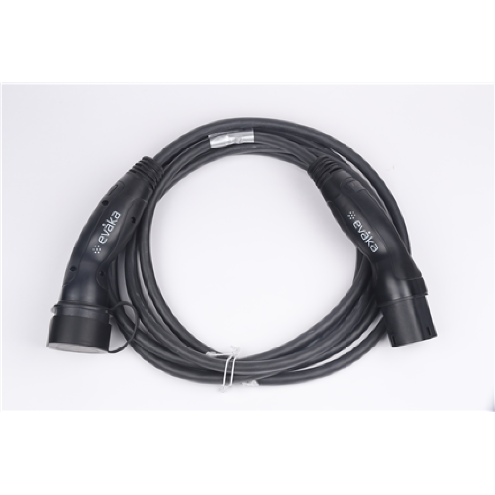 Evaka EV Charging Cable Type 2-Type 2, 22 kW, 32 A, 5 x 6 mm2, 1 x 0.5 mm2, 5 m , ITGAM3871 , Black