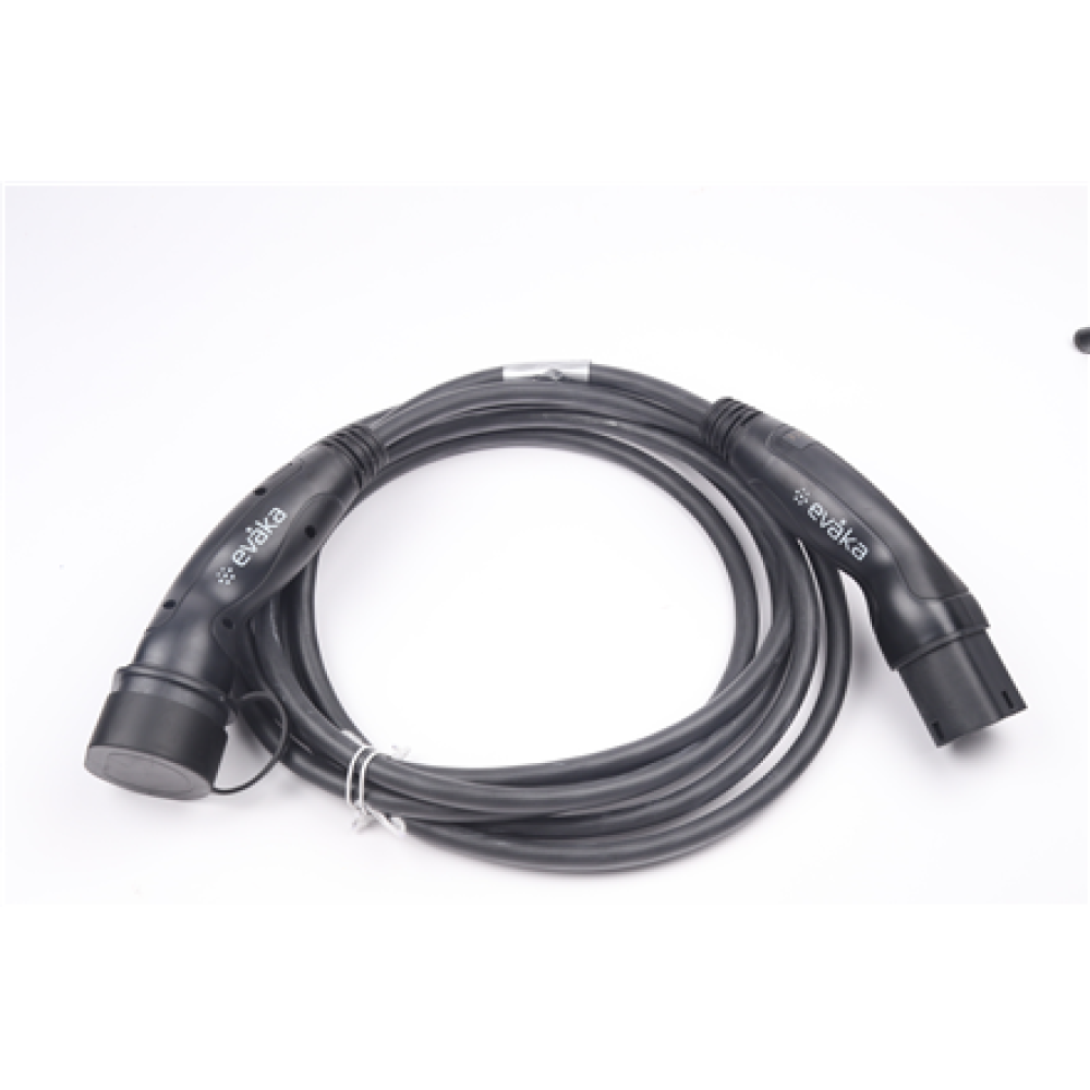 Evaka EV Charging Cable Type 2-Type 2, 22 kW, 32 A, 5 x 6 mm2, 1 x 0.5 mm2, 5 m , ITGAM3871 , Black