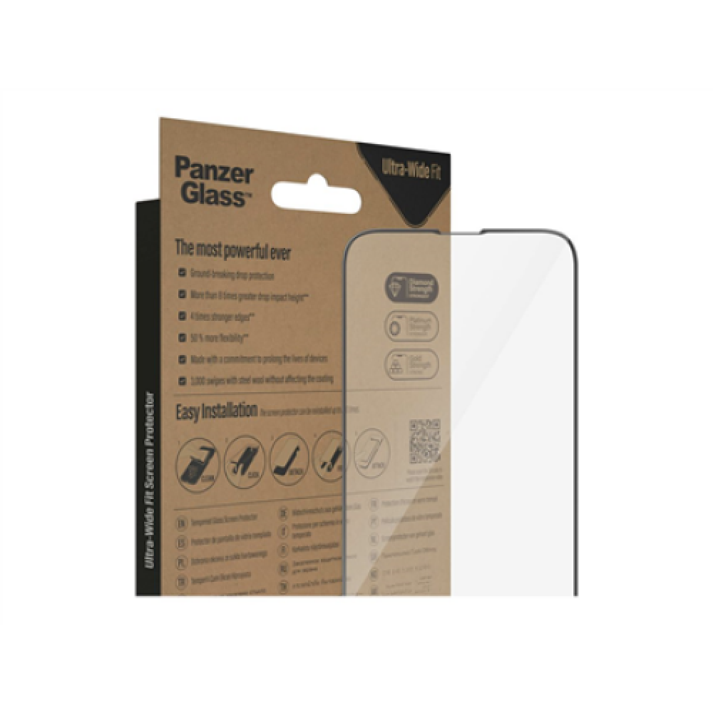 PanzerGlass , Screen protector , Apple , iPhone 14/13/13 Pro , Tempered Glass , Transparent , Fingerprint resistant; Diamond strength; Ultra-Wide Fit