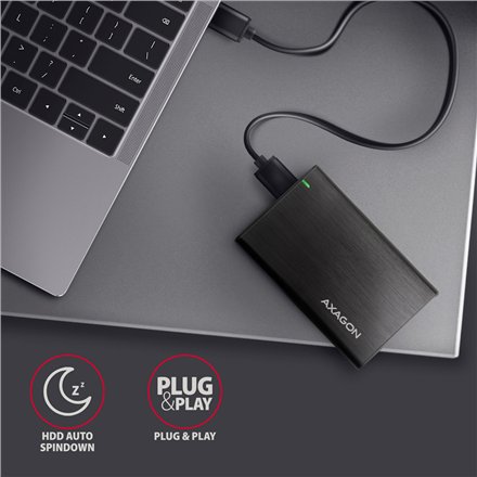 AXAGON Screwless aluminum USB 3.2 Gen 1 - SATA 6G external box for 2.5 SSD/HDD , EE25-A6M