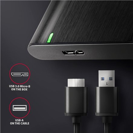 AXAGON Screwless aluminum USB 3.2 Gen 1 - SATA 6G external box for 2.5 SSD/HDD , EE25-A6M