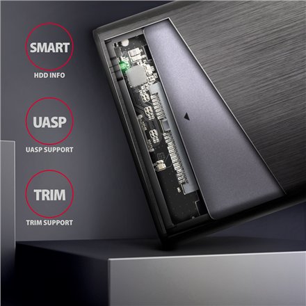 AXAGON Screwless aluminum USB 3.2 Gen 1 - SATA 6G external box for 2.5 SSD/HDD , EE25-A6M