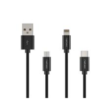 Natec , NKA-1202 , USB-A to Micro USB, Lightning, USB-C 1 m , Black