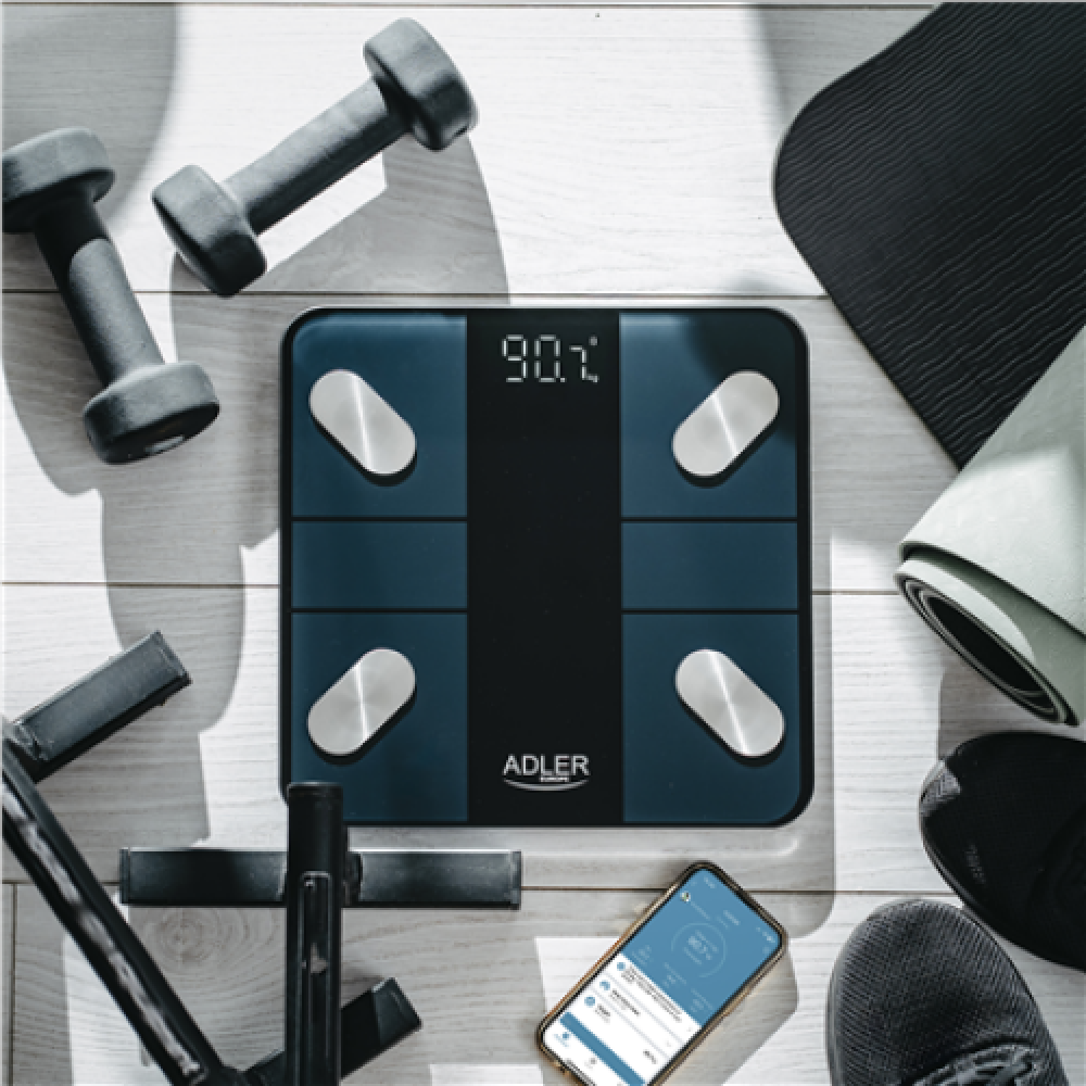 Adler Smart Bathroom Scale , AD 8186b , Maximum weight (capacity) 180 kg , Accuracy 100 g , Body Mass Index (BMI) measuring , Black