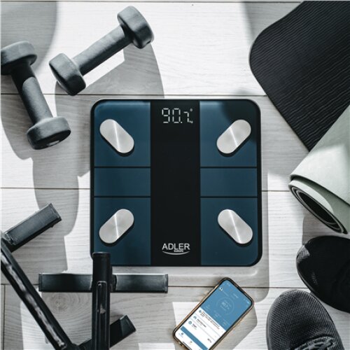 Adler , Smart Bathroom Scale , AD 8186b , Maximum weight (capacity) 180 kg , Accuracy 100 g , Body Mass Index (BMI) measuring , Black