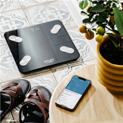 Adler , Smart Bathroom Scale , AD 8186b , Maximum weight (capacity) 180 kg , Accuracy 100 g , Body Mass Index (BMI) measuring , Black