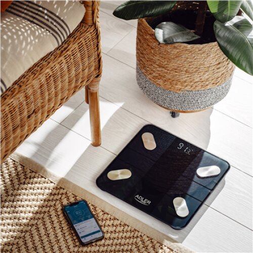 Adler , Smart Bathroom Scale , AD 8186b , Maximum weight (capacity) 180 kg , Accuracy 100 g , Body Mass Index (BMI) measuring , Black