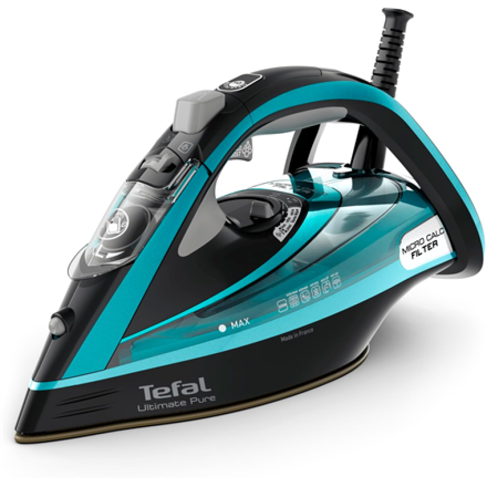 TEFAL , Ultimate Pure FV9844E0 , Steam Iron , 3200 W , Water tank capacity 350 ml , Continuous steam 60 g/min , Steam boost performance 250 g/min , Blue/Black