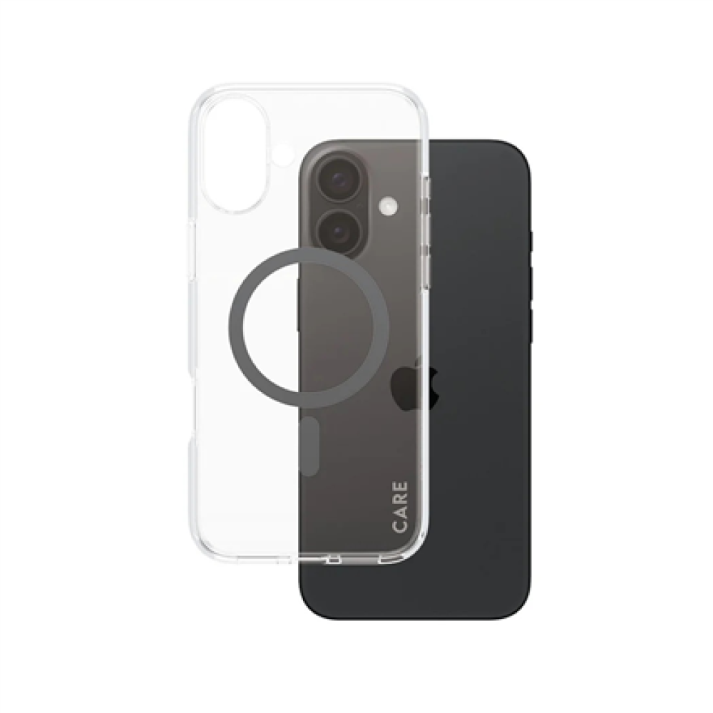 CARE by PanzerGlass Case Flagship , Back protection , Apple , iPhone 16 Plus , Recycled plastic , Transparent/Black , MagSafe