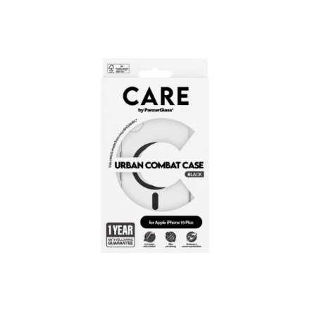 CARE by PanzerGlass Case Flagship , Back protection , Apple , iPhone 16 Plus , Recycled plastic , Transparent/Black , MagSafe
