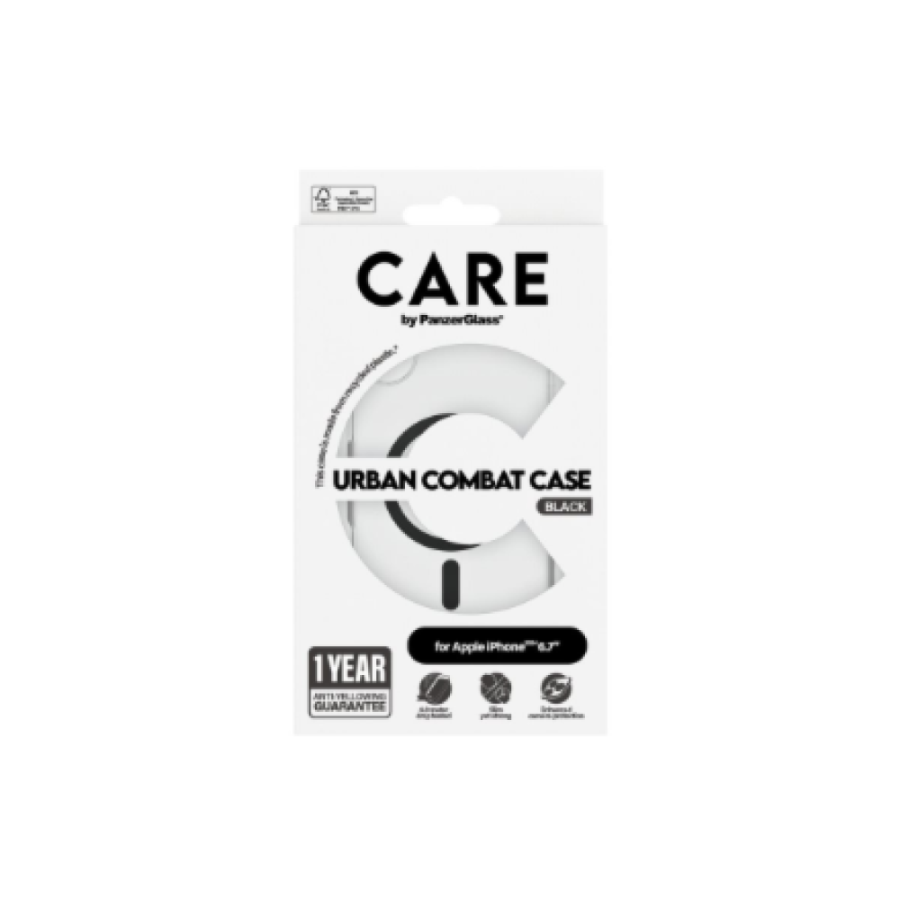 CARE by PanzerGlass Case Flagship , Back protection , Apple , iPhone 16 Plus , Recycled plastic , Transparent/Black , MagSafe