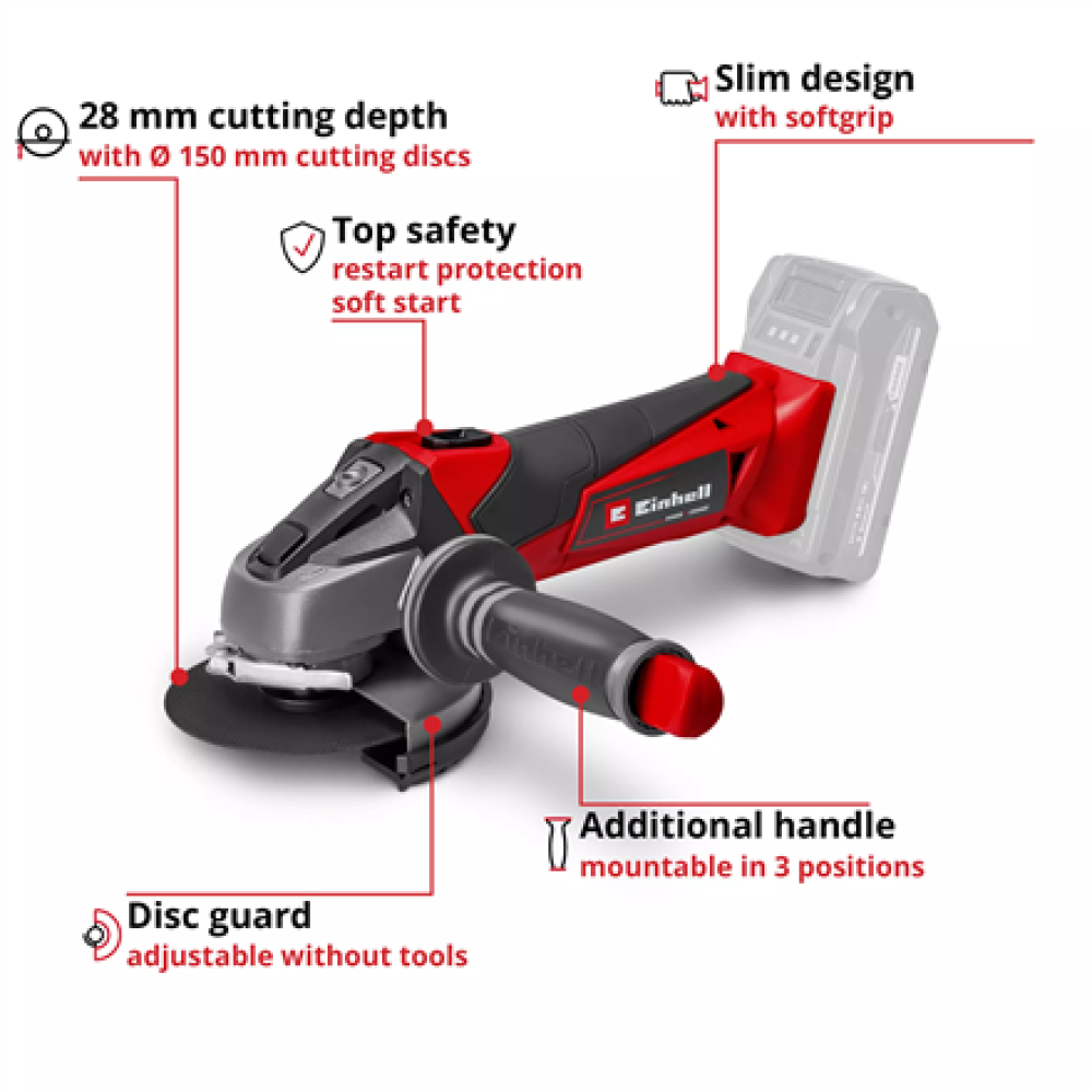 EINHELLAKC , Cordless Angle Grinder , TE-AG 18/115 Li-Solo , 115 mm
