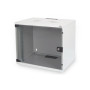 Digitus , 7U wall mounting cabinet , DN-19 07U-S-1 , Safety class rating IP20. Lockable safety-glass door. 200° door opening angle. Front door: Glass door, single opening. Unmounted 370x540x400 mm , Grey