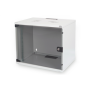 Digitus , 7U wall mounting cabinet , DN-19 07U-S-1 , Grey , Safety class rating IP20. Lockable safety-glass door. 200° door opening angle. Front door: Glass door, single opening. Unmounted 370x540x400 mm