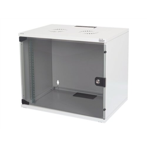 Digitus , 7U wall mounting cabinet , DN-19 07U-S-1 , Safety class rating IP20. Lockable safety-glass door. 200° door opening angle. Front door: Glass door, single opening. Unmounted 370x540x400 mm , Grey
