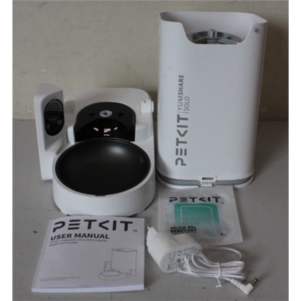 SALE OUT. Petkit P571 (D4H) YumShare Solo Feeder with camera , PETKIT Feeder with Camera , P571 YumShare Solo , Capacity 3 L , White , USED, SCRATCHED ON BOWL, DIRTY , 24 month(s)