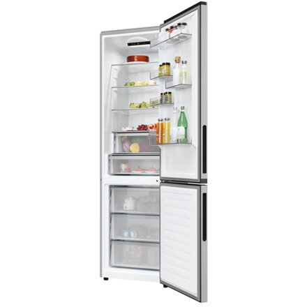 Candy Refrigerator , ECN2CQTEX206 , Energy efficiency class E , Free standing , Combi , Height 205 cm , No Frost system , Fridge net capacity 289 L , Freezer net capacity 120 L , 38 dB , Stainless Steel