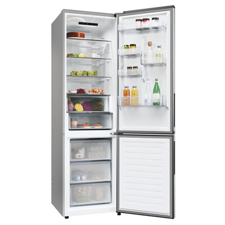 Candy Refrigerator , ECN2CQTEX206 , Energy efficiency class E , Free standing , Combi , Height 205 cm , No Frost system , Fridge net capacity 289 L , Freezer net capacity 120 L , 38 dB , Stainless Steel